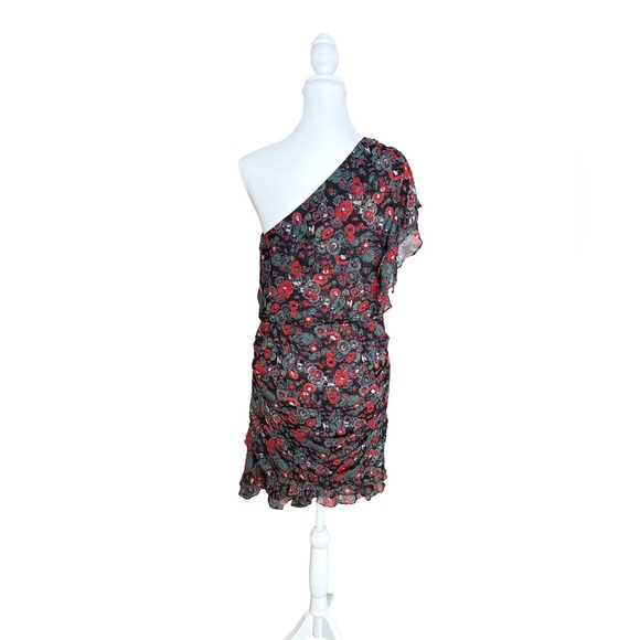 Veronica Beard One Shoulder Silk Floral Mini Dress Size 10 - Picture 4 of 6